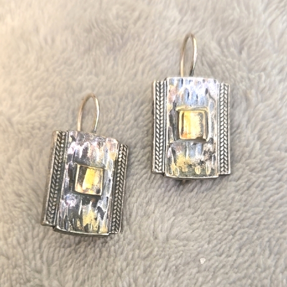 Vintage Jewelry - #202 Elegant Silver and Gold-Toned Earrings